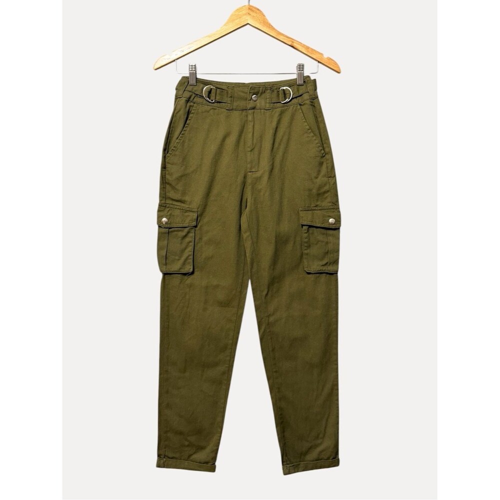 Nasty Gal D-Ring Cargo Pants NWT Size 6 Khaki Green Utility Casual 100% Cotton